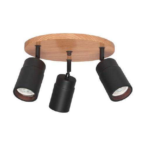 Aplique de techo plato 3xGU10 de madera roble con negro